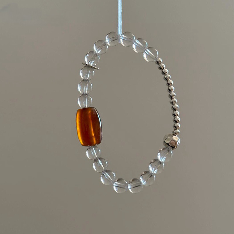 小众精致白水晶串珠手链女百搭设计感手串简约轻奢气质清冷感手饰