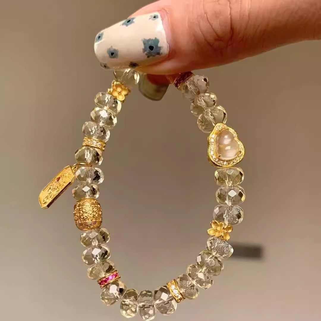 爆闪黄色串珠手链招财吸金女款轻奢小众精致