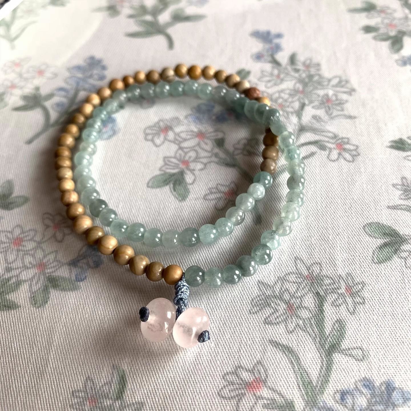 晚川清野新中式木纹珠拼接手串双层项链小众手链