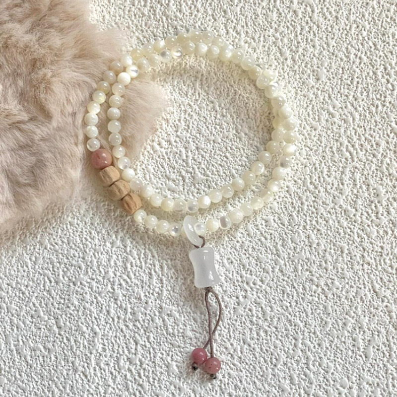 月下微醺仿天山翠白蝶贝串珠手链精致百搭高级手串